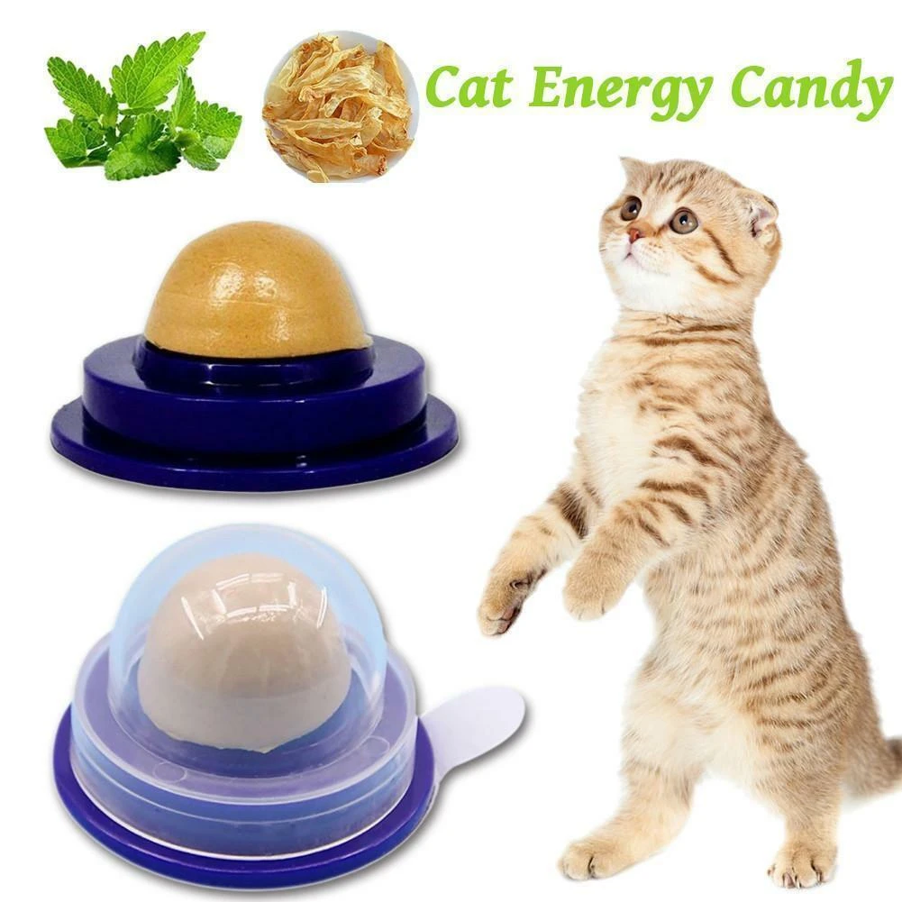 Cat Snacks Catnip Sugar Candy Licking Solid Nutrition Energy Ball Toys Healthy Safe Natural Catnip Solid Cat Energy Ball