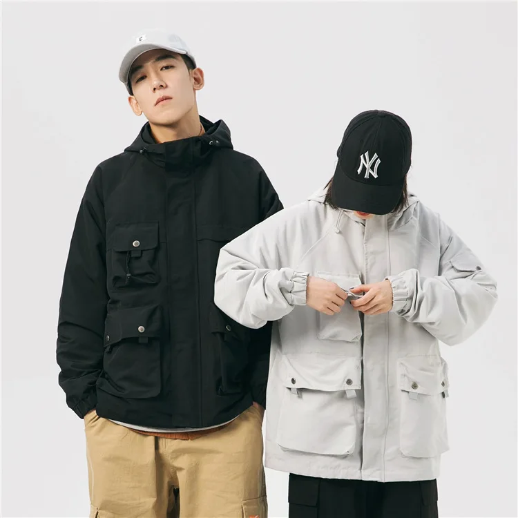 

Ancient Also Men'S Wear 2020 Spring New Style Loose-Fit Multi-pockets Workwear Coat Men And Women Celebrity Style Couples Hooded