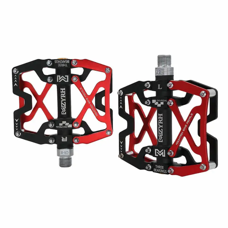 MZYRH 3 Bearings Mountain Bike Pedals Platform Bicycle Flat Alloy Pedals 9/16 Pedals Non-Slip Alloy Flat Pedals