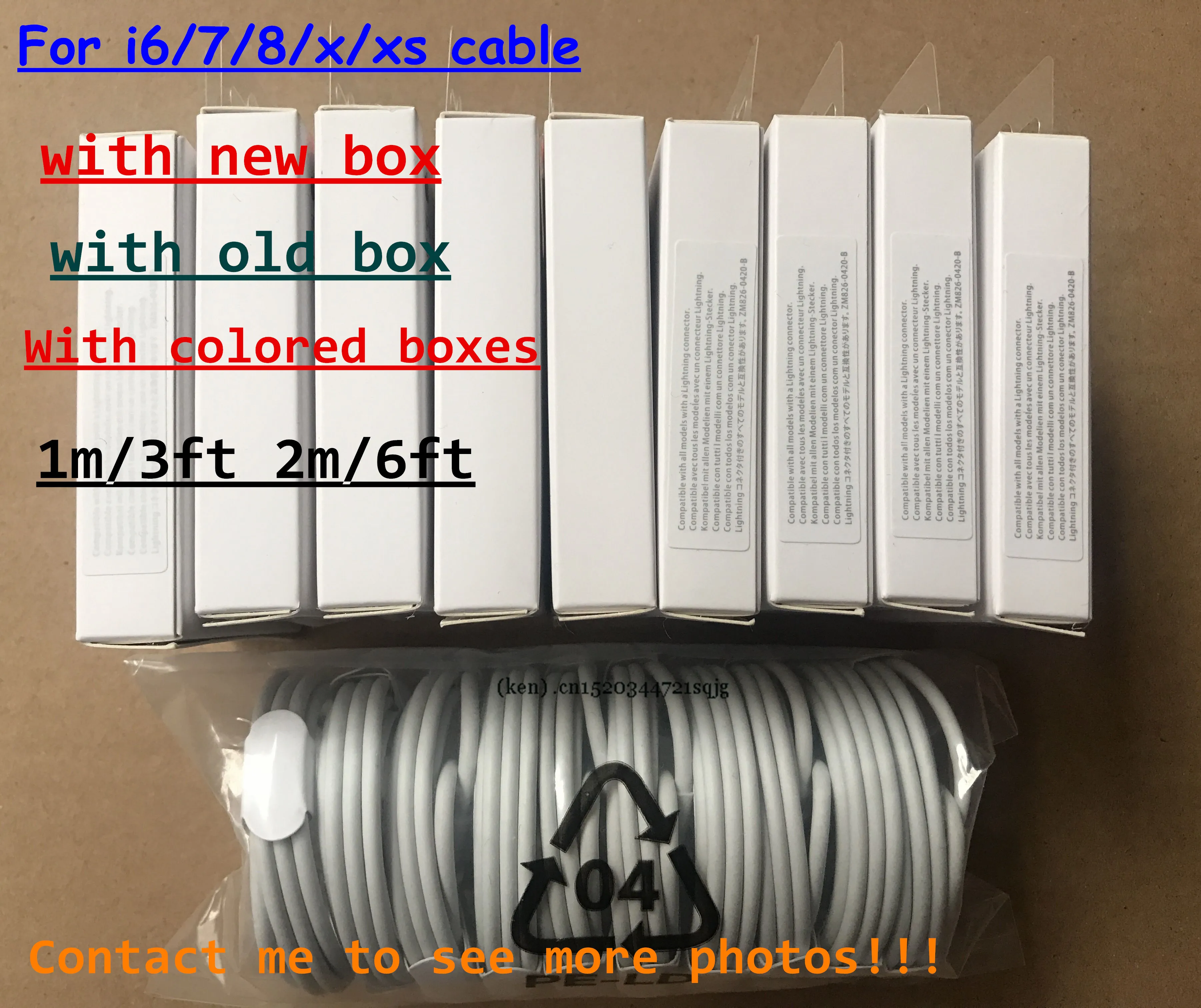 

500pcs/lot 7 generations For A+ Original OEM Quality 1m 3ft USB Data Sync Charger Cable for ipone 5 6 7 8 X XR XS usb With box