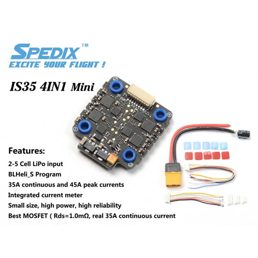 SpeedX IS35 35A Blheli_S 2-5S 4 в 1 бесщеточный ESC 20x20 мм для радиоуправляемого дрона FPV гоночный Квадрокоптер Мультикоптер DIY запасные части
