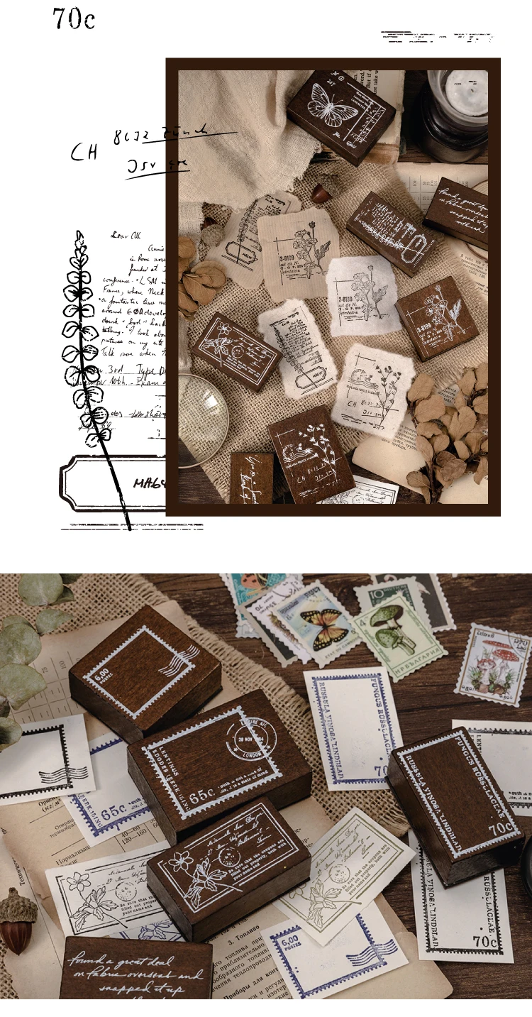 Yoofun 1 Stück/Design „Zurück in der Zeit“-Serie, Vintage-Stempel aus Holz, DIY, Scrapbooking, Dekoration, Journaling, Collage, Schreibwaren – Detail 5