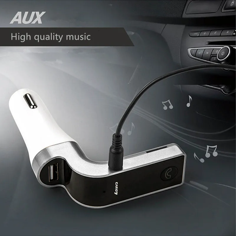 4-в-1 Hands Free Беспроводной Bluetooth FM передатчик G7+ AUX модулятор Автомобильный комплект MP3-плеер Музыка SD USB ЖК-дисплей автомобильные аксессуары