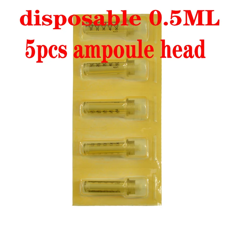 0.5ml 5pcs head 2в1 мезо инжекторный пистолет гиалуроновая ручка 0,3 мл и 0,5 мл головка Золотая гиалурониковая кислотная ручка губа наполнитель Jnjector неинвазивный небулайзер Новинка - Номер модели: 0.5ml 5pcs head