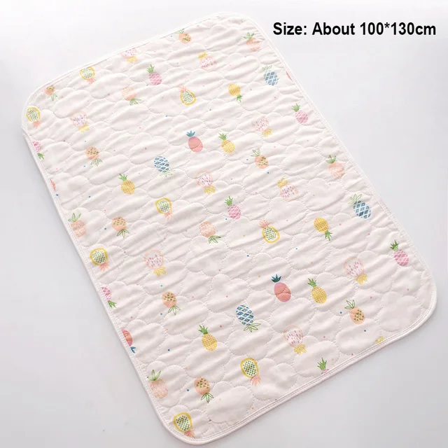 Муслин хлопковый подгузник коврик Детский водонепроницаемый коврик большая детская мозаика чехол мульти размер младенческой мочи матрас для пеленания лист протектор постельные принадлежности - Color: Pineapple 100X130CM