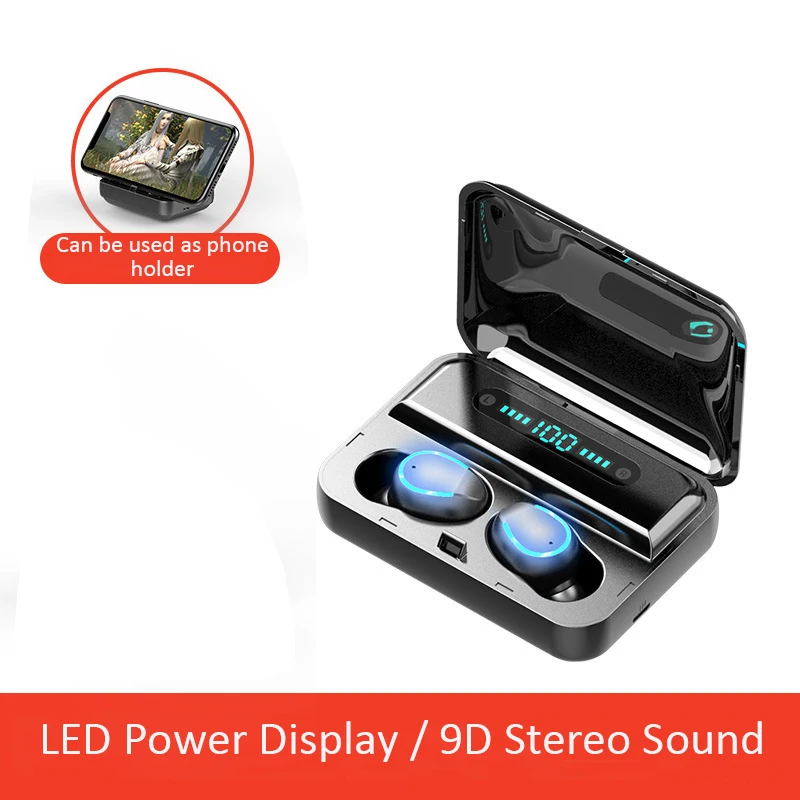 

F9-5 TWS Bluetooth 5.0 Handsfree Earphone Wireless Sport Waterproof Noise Cancelling Headset Power Bank For iPhone Headphones