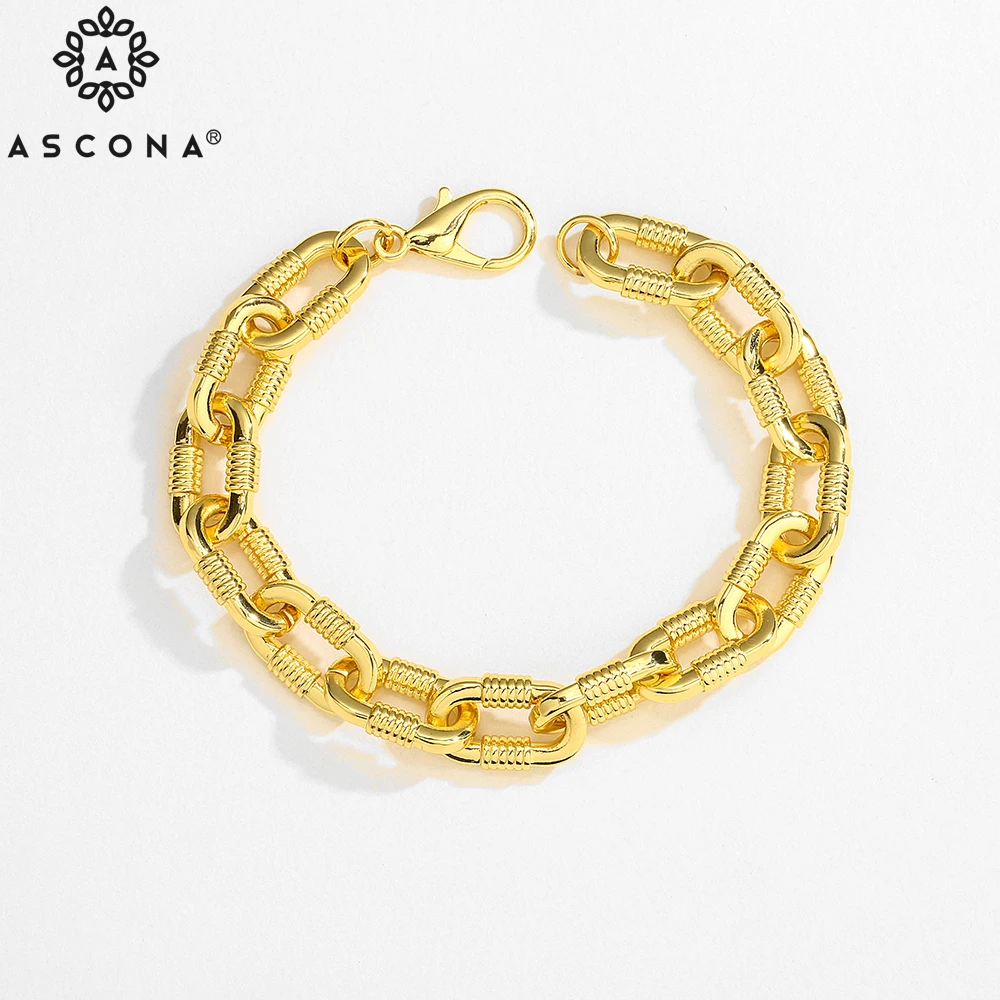 Большой Золотистый кубинский браслет-цепочка ASCONA в стиле панк для женщин 2021