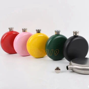 

10pcs New style stainless steel 5oz Round Flask color colorful,Mixed color available,can engraved logo
