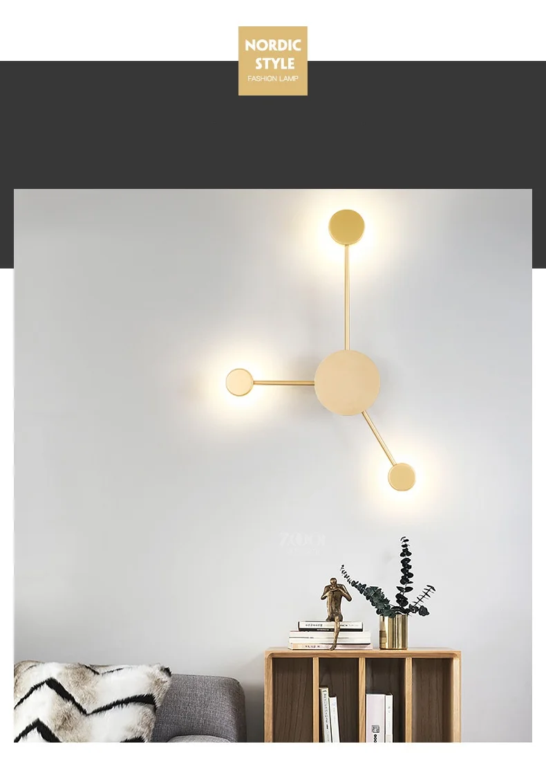 Современный настенный светильник в скандинавском стиле, прикроватный настенный светильник для гостиной, спальни, черный, золотой, белый, домашний декор для детской комнаты, Wandlamp ac220в