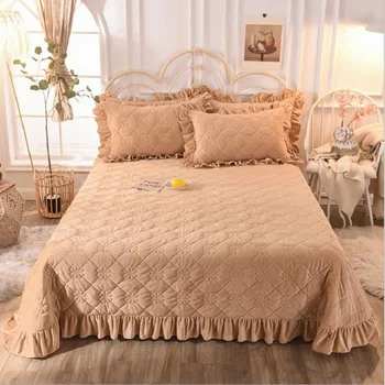

Thicken Crystal Velvet Bedspread Fitted Sheet Solid Color Warm bed cover Coverlet (or Pillowcase) King queen size Bedding