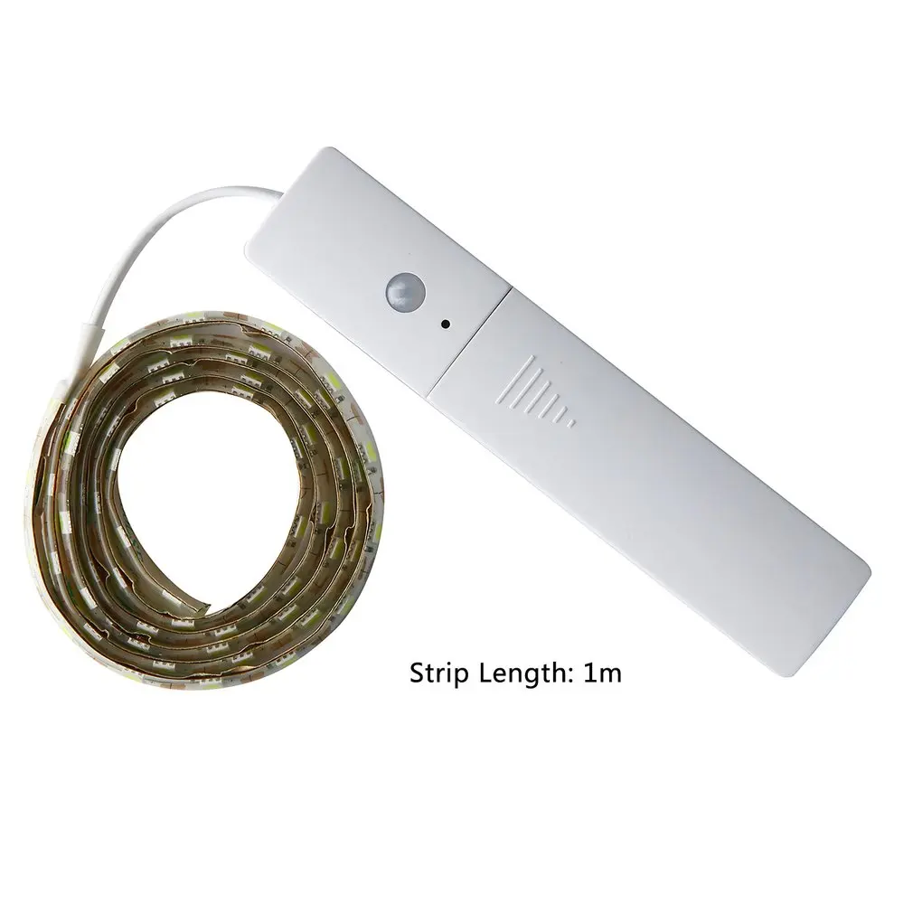 Waterproof 60 LED Human Body Infrared Induction Flexible 5050 SMD Strip Light 1M 5V for Drawer Closet Bedroom Wardrobe