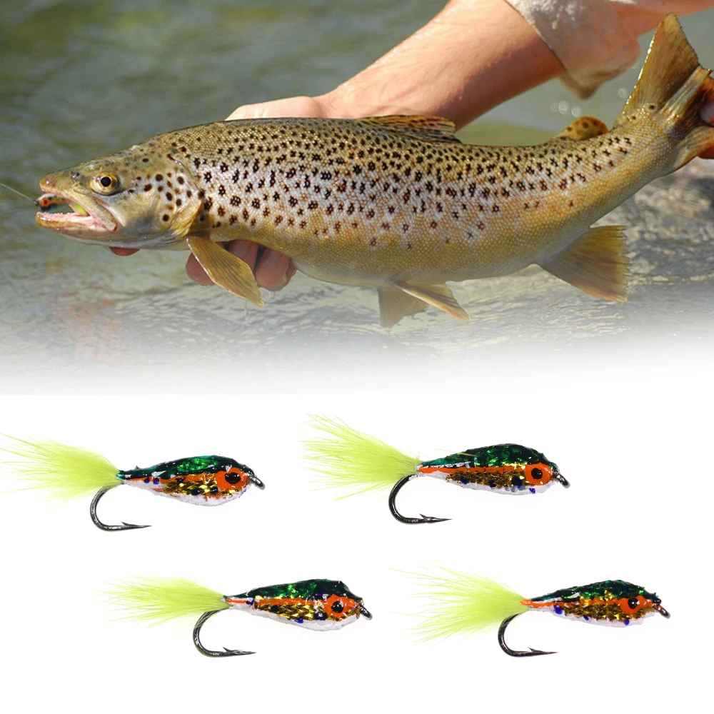 Fishing Lure 4PCS Epoxy Minnow Streamer Fly 6 Colors