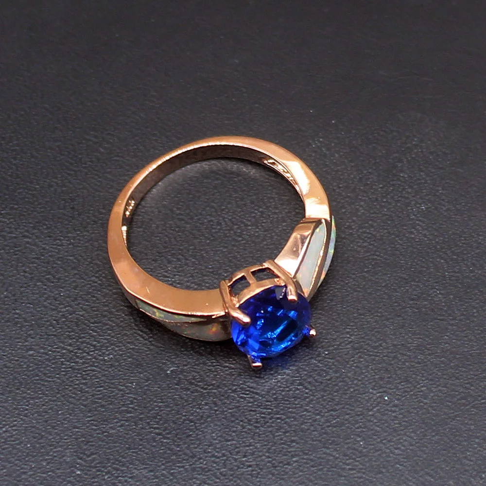 Gemstonefactory Jewelry Big Promotion Single Unique 925 Silver Opal Blue Topaz Women Gifts Wedding Band Rings 7# 20214458