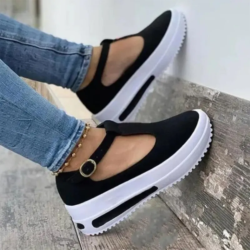 Womens Sandals Casual Wedge Shoes Woman Buckle Strap Straw Thick Bottom Flats Platform Sandals Flock Female Shoes Summer 2021