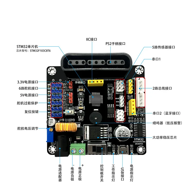 Сервоконтроллер с открытым исходным кодом Stm32/макетная плата для умного автомобиля/роботизированная доска для привода руки
