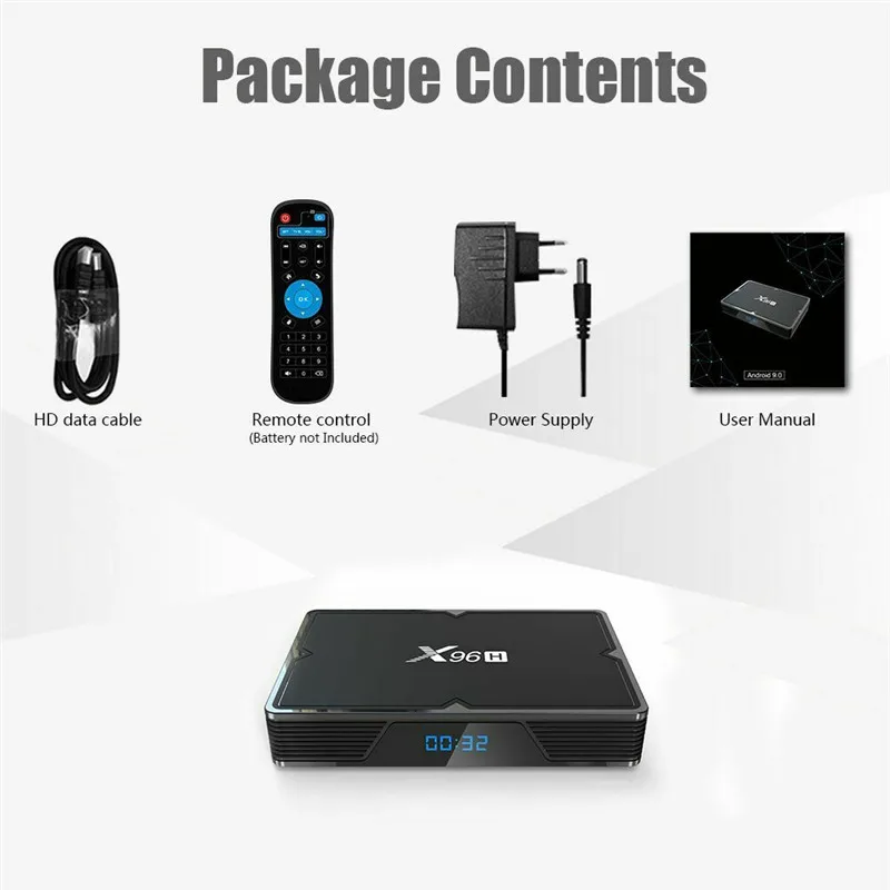 X96H 6K Android 9,0 4+ 32G четырехъядерный Smart tv BOX Bluetooth wifi 64 бит H.265 медиаплеер