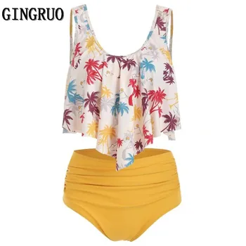 

Women bikini plus size high waist print bikini push up brasiliana sexy swimwear women 2020 Bathing Suits Ruffled sexy Beachsuit#