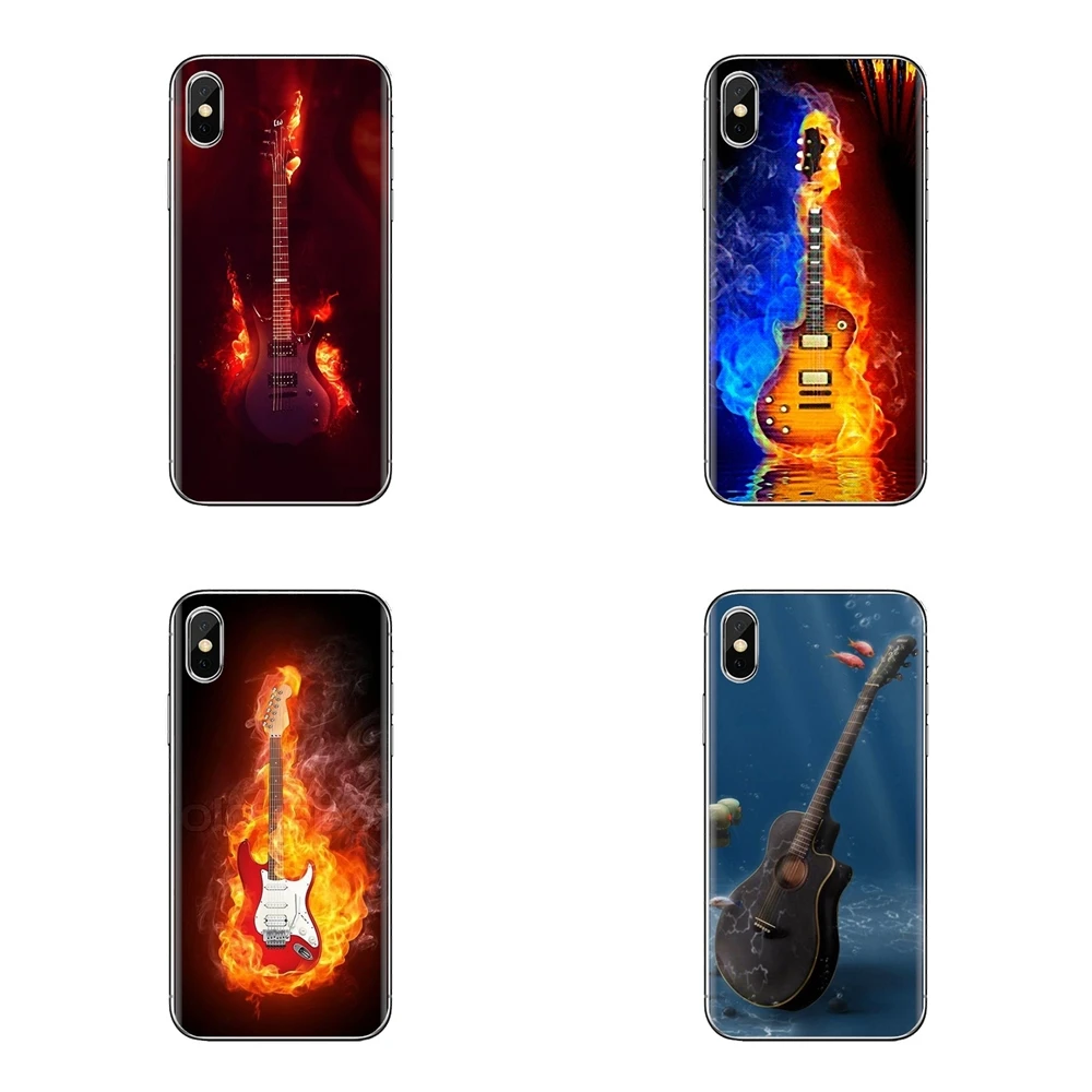 Для iPhone XS Max XR X 4 4S 5 5S 5C SE 6 6S 7 8 плюс samsung Galaxy J1 J3 J5 J7 A3 A5 воды и гитара с принтом огня