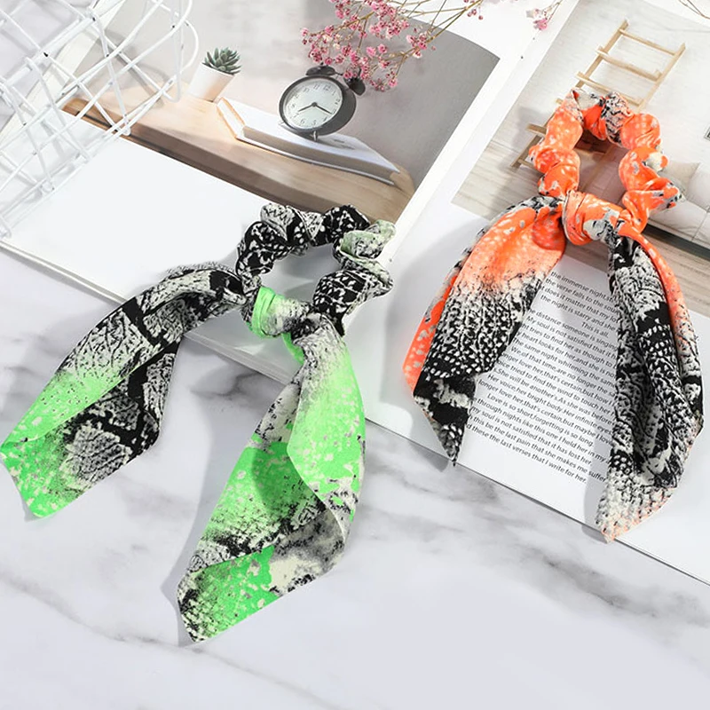 

Vintage Tie-dye Scrunchie Knotted Rabbit Ears Women Elastic Hair Ties Hair Ring Rope Headwear Hair Accessories Headdress