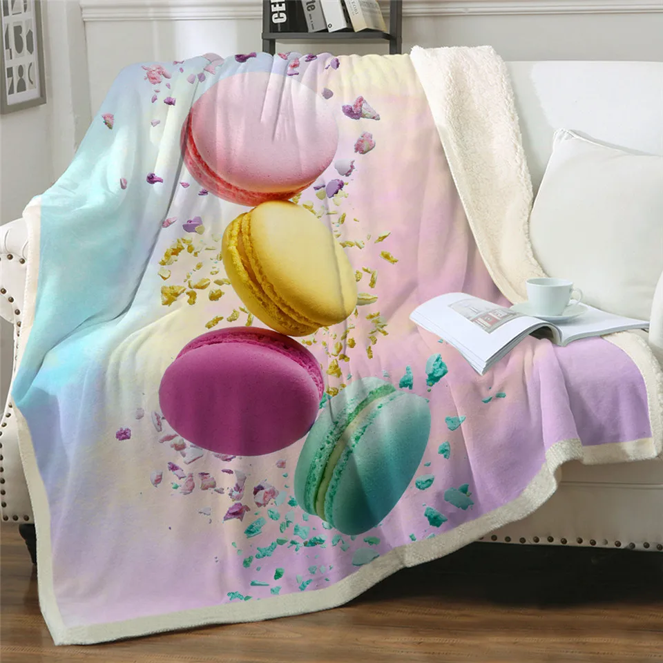 Постельные принадлежности Outlet Macaron пледы одеяло 3D мягкое пушистое одеяло шоколадные плюшевые постельные принадлежности красочные десертные пользовательские одеяло Прямая поставка