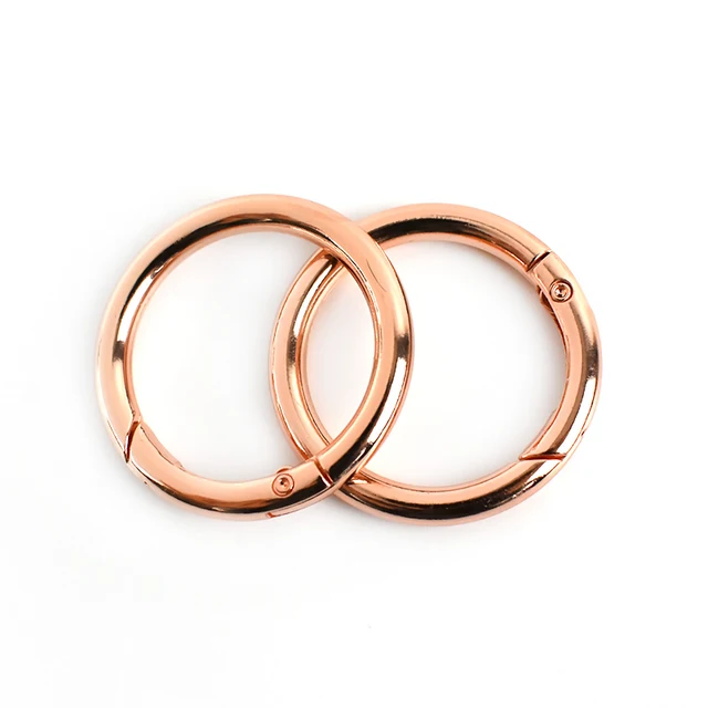 20pcs Meetee 10-50mm Metal Spring O Ring Round Openable Round Snap Hook for Bag Strap Keychain Pendant DIY Sewing Accessories RoseGold