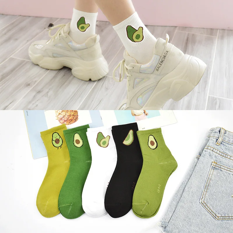 

Korean Fruit Socks Ins Tide Socks Female Tube Avocado Socks Autumn Winter New Cotton Cartoon Socks