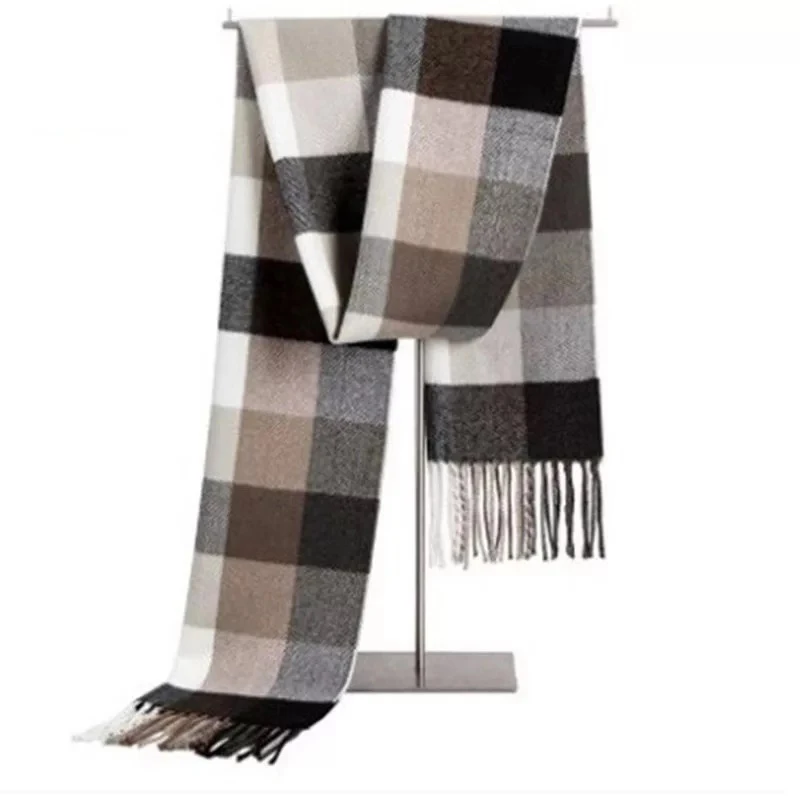 Autumn and winter new men's scarves warm Korean plaid imitation cashmere wild classic men and women scarf Shawl