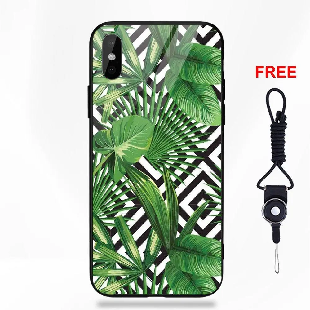 as picture Зеленые листья растений лето для Galaxy S8 S9 Plus для Redmi 5 Note 5A 6 huawei Honor 7X P20 Lite mate 10 Pro закаленное стекло чехол - Цвет: as picture