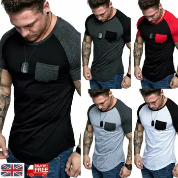 

Mens T Shirt Slim Fit Casual T-shirt Tops Summer Clothes Bodybuilding Muscle Tee