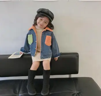 

Girls Winter Coat 2019 Baby Girls Pocket Thicken Warm Lining Denim Jackets Kids Top&outwear Children Clothes