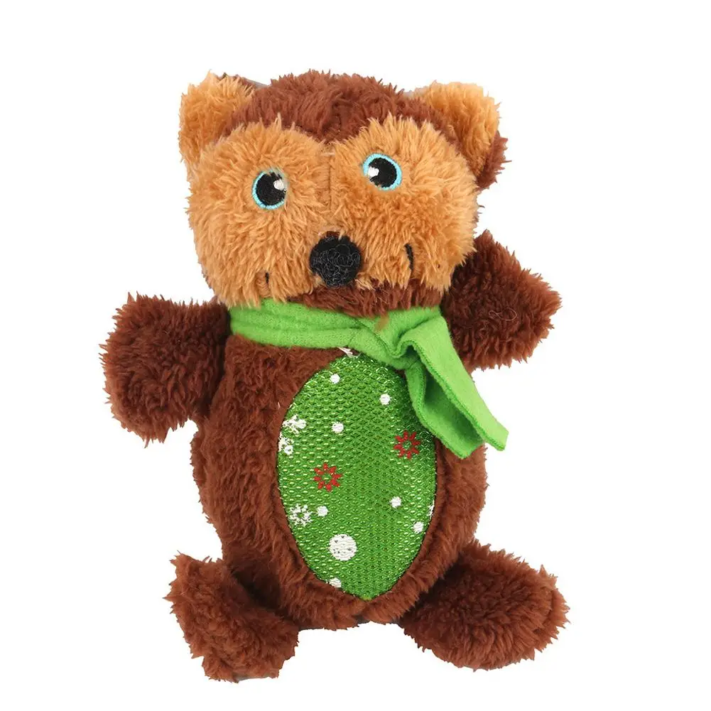 Stupid bear LanLan Рождественская серия Милая мультяшная устойчивая к укусам Жевательная пищалка плюшевая игрушка для домашних животных собак - Цвет: Stupid bear