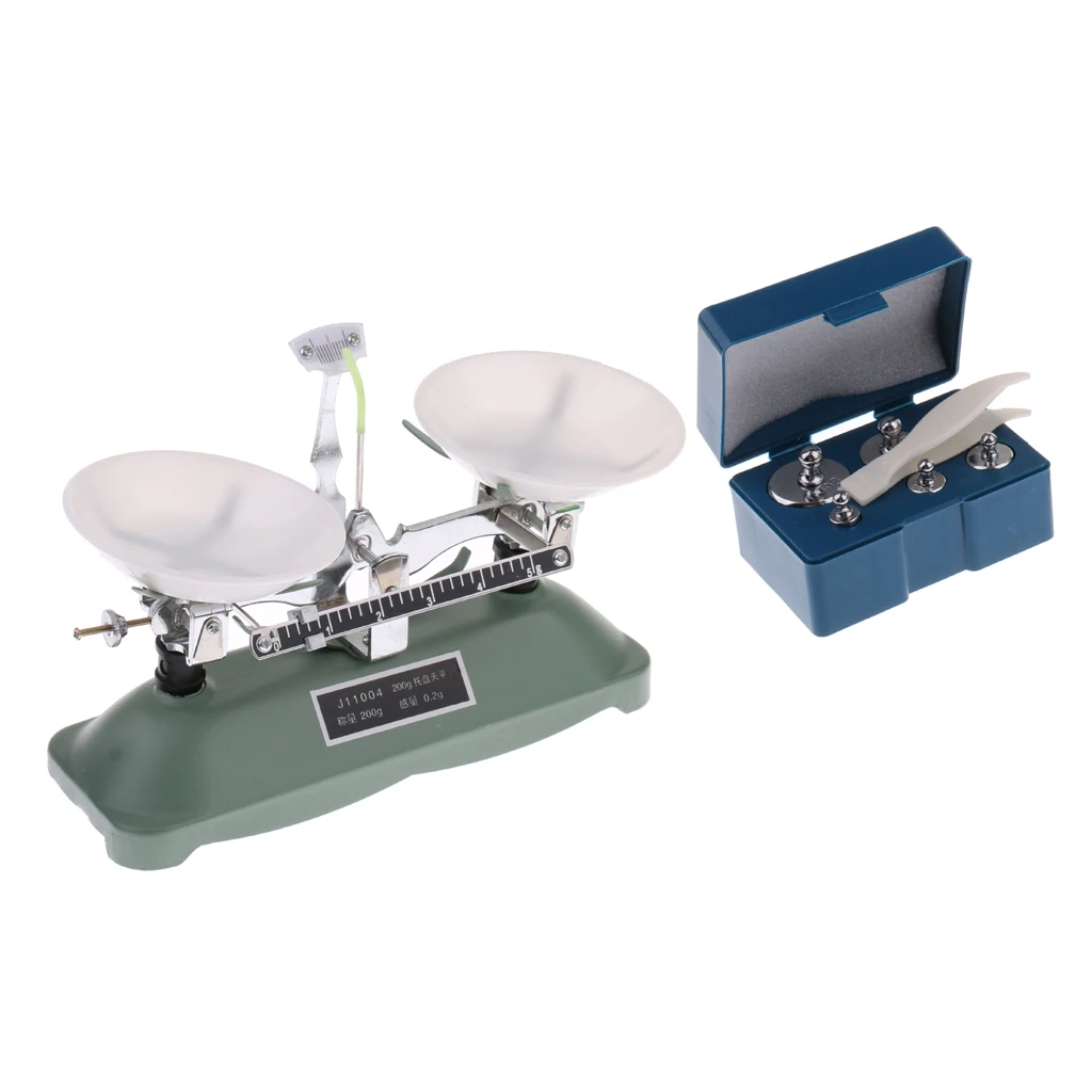  Lab Table Balance Scale W/Wieghts 5g10g2050g100g School Physics Tool