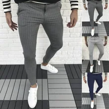 

Men's Casual Pants Striped Elastic Four Season Business Dress Pants Straight Slim Fit Man Suit Pants Korean Streetwear Joggers