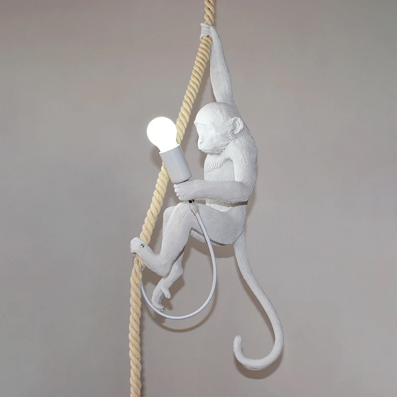 Billige Harz Schwarz Weiß Affe Anhänger Licht Für Wohnzimmer Lampen Kunst Parlor Studie Zimmer Led leuchten glanz Mit E27 Dimmen led lampe