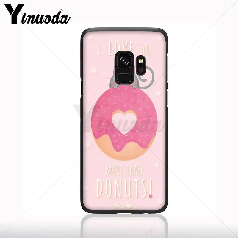 Aku Cinta Anda Donat Hitam Cell Phone Case untuk Samsung Galaxy S10plus S9 S8plus S10E A50 A70 A10 S9PLUS Kasus Ponsel
