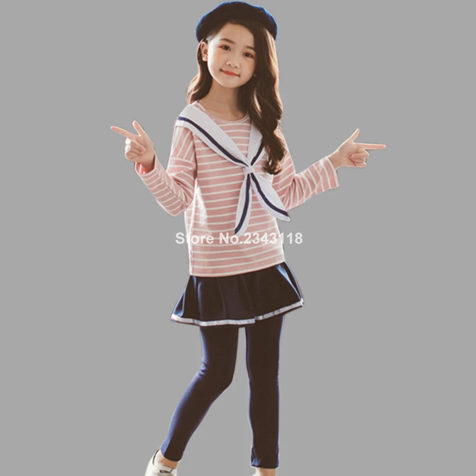 

Girls Clothes Set School Set Girls Striped Shirt+legging 2 Pcs Casual Kids Clothes Girls Spring Clothing For Teen 4 6 8 12 Years