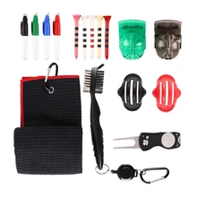 Golf Towel Microfiber Waffle Pattern Brush Tool Kit With Club Groove Cleaner Golf Divot Tool Golf Markers Golf Accessories