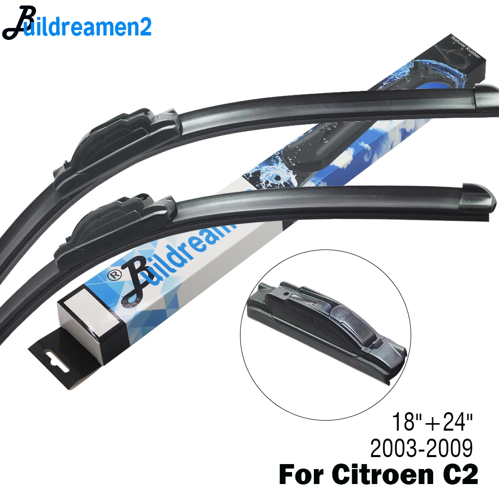 Buildreamen2 2 X Car Styling Wiper Blade Windscreen Rubber For Citroen C2 Fit Hook Arms 2003 2004 2005 2006 2007 2008 2009 | Автомобили и