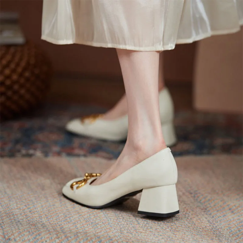 The New Summer Edition Of 2021 Women's Pure Color High-Heeled Shoes With Horseback Buckle Casual Fashion And All-Match Women's s