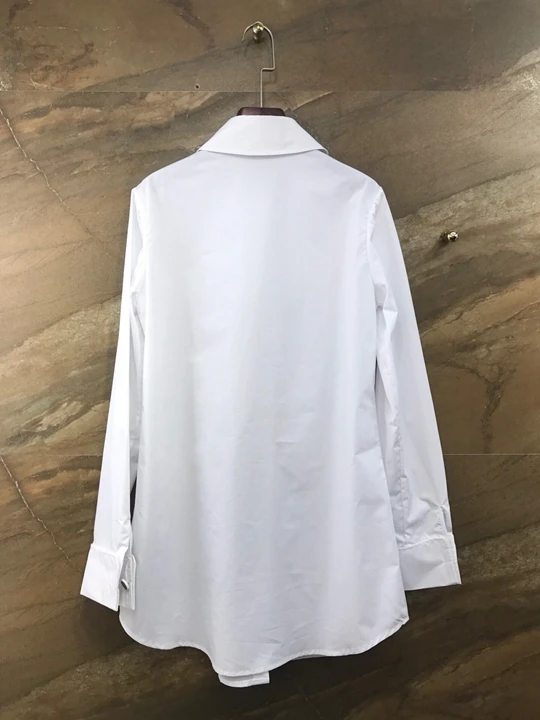 new winter women's solid color shirt and long sections breasted 1213
