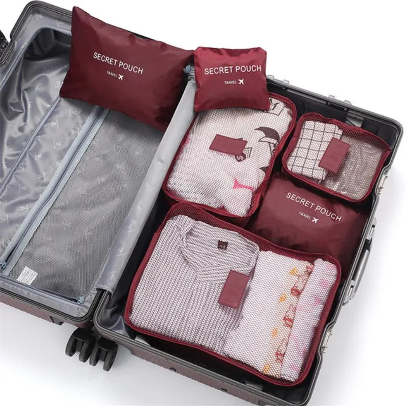 6 pcs Waterproof Travel Bags Clothes Luggage Organizer Cosmetics And Toiletries Storage Bag Suitcase Pouch Packing Cube Bags 6 pcs Waterproof Travel Bags Clothes Luggage Organizer Cosmetics And Toiletries Storage Bag Suitcase Pouch Packing Cube Bags