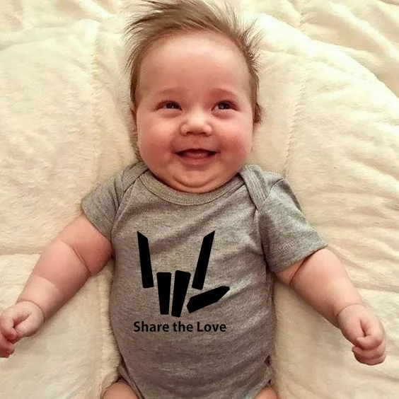 Share The Love Baby комбинезон с коротким рукавом хлопковый комбинезон для младенцев распродажа буквы печати комбинезон для малышей комбинезон