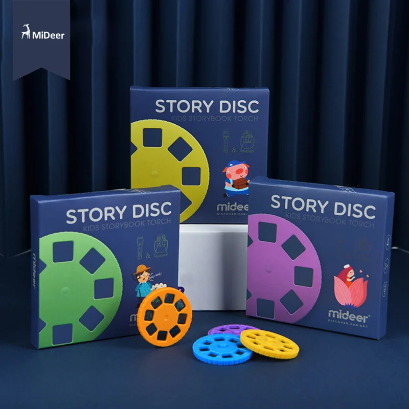 MiDeer niños proyector de historias caleidoscopio noche luz bebé juguetes de los niños juguetes educativos de aprendizaje lámina luminosa disco