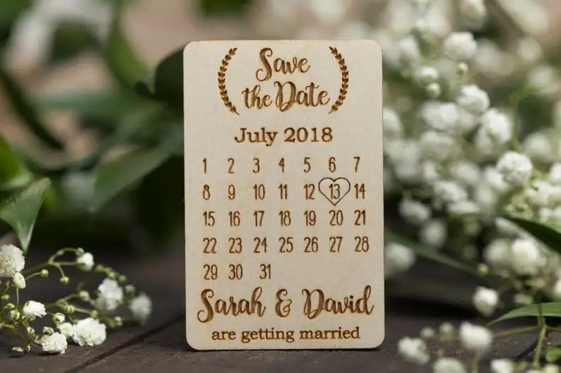 

Wreath Save The Date, Calendar Save The Date Magnets, Wedding Date Save The Date Magnet,Custom Names Wedding Calendar Save The