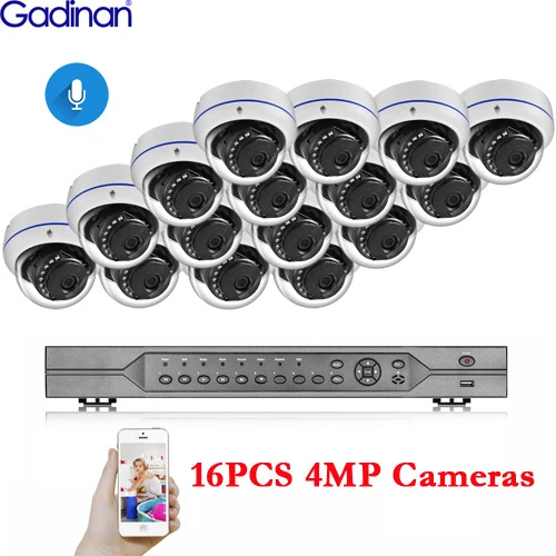 16PCS 4MP Cameras Gadinan 16CH POE NVR комплект HD SONY IMX335 5MP 4MP CCTV камера система аудио наружная Водонепроницаемая ip-камера POE домашний комплект наблюдения - Цвет: 16PCS 4MP Cameras