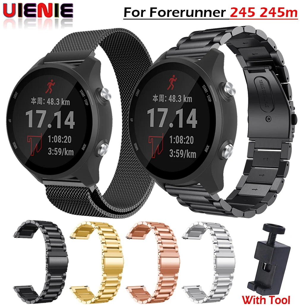 Ремешок из нержавеющей стали для Garmin Forerunner 245/Vivoactive 3/Samsung Galaxy 42 мм Active 2