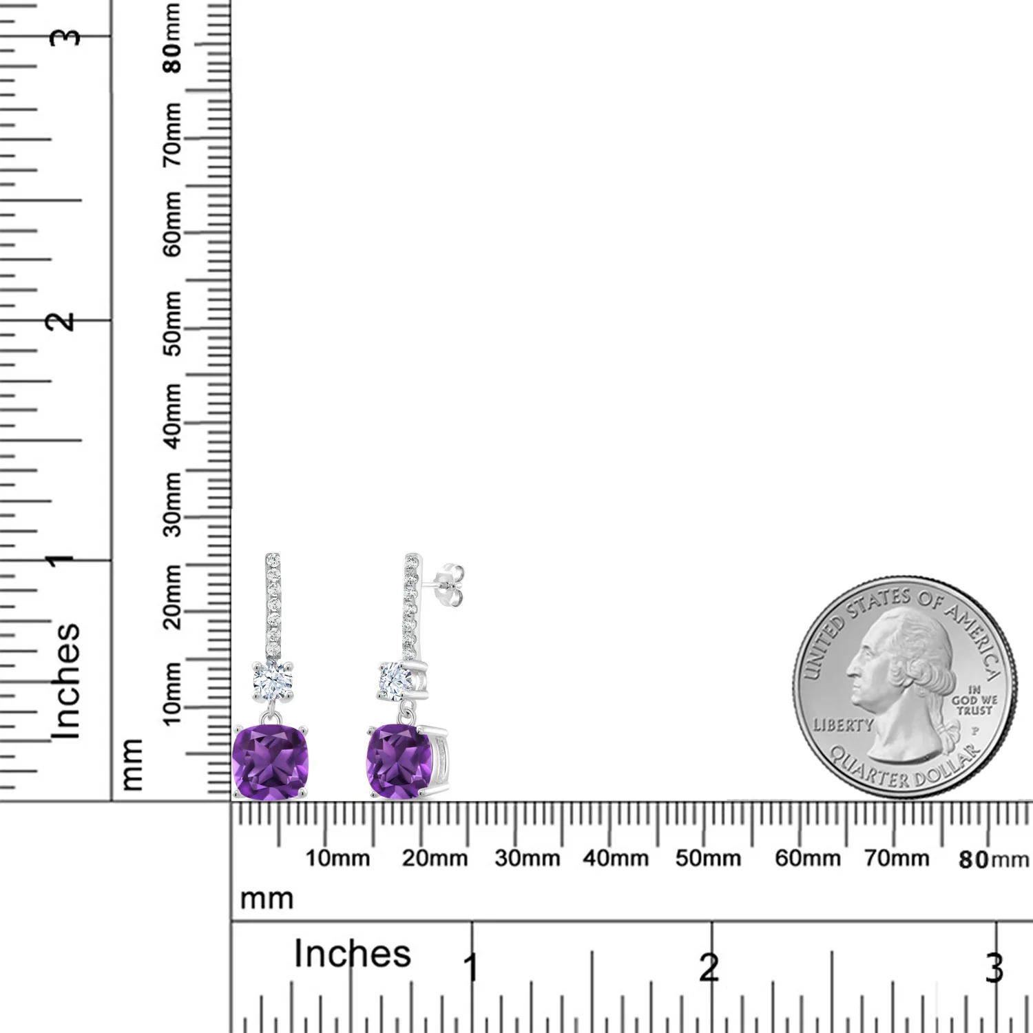 GemStoneKing 4.41Ct Классическая Подушка Фиолетовый аметист 925 пробы серебряные Висячие серьги для женщин хорошее ювелирное изделие