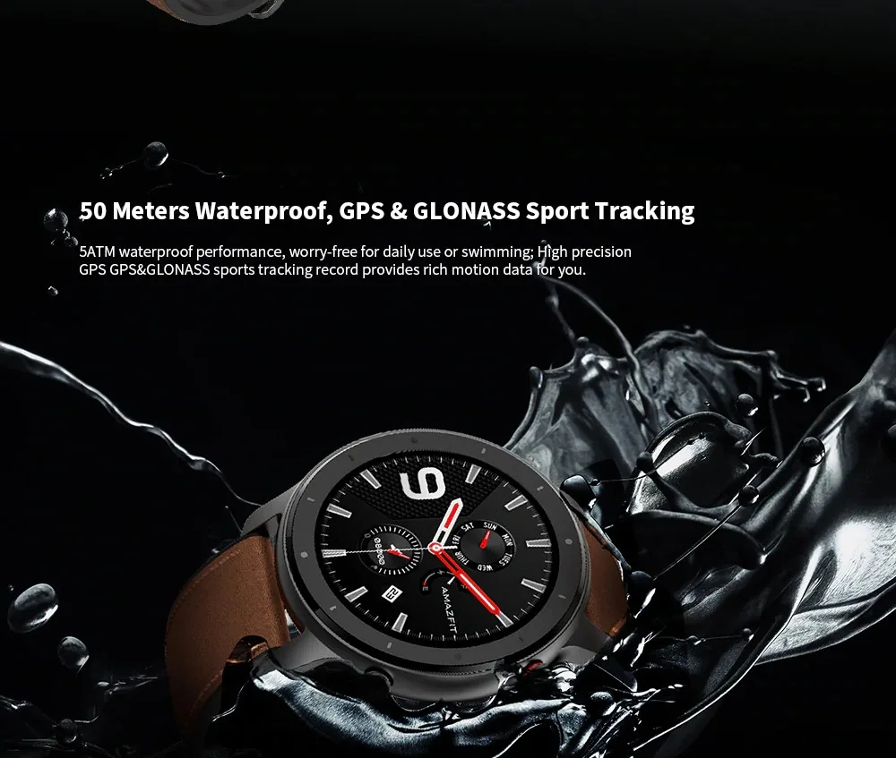 Международная версия Amazfit GTR 47 мм смарт watchGPS активно-матричные осид, Экран 24 дней работы от аккумулятора часы для плавания 50ATM водонепроницаемый серебро