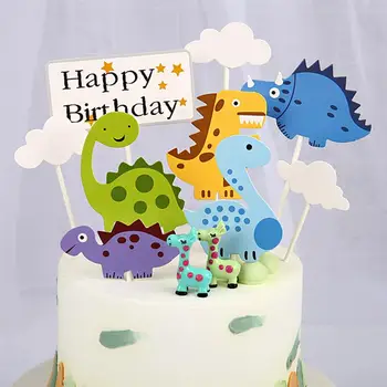 

18PCS/Set Paper Cake Topper Decorations Dinosaur Theme Children'S Birthday Party Cake Picks Decoration Card Cake Topper