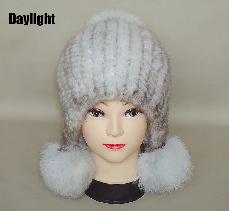 Mink Bomber Women Hat Real Fur Hat Women Mink Natural Hats Mink